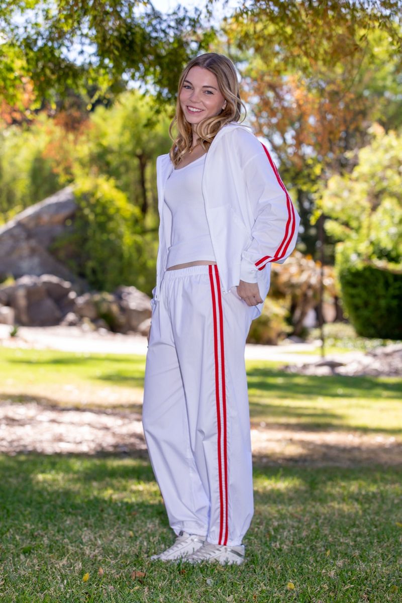 RACHOL poplin set in white with red stripe