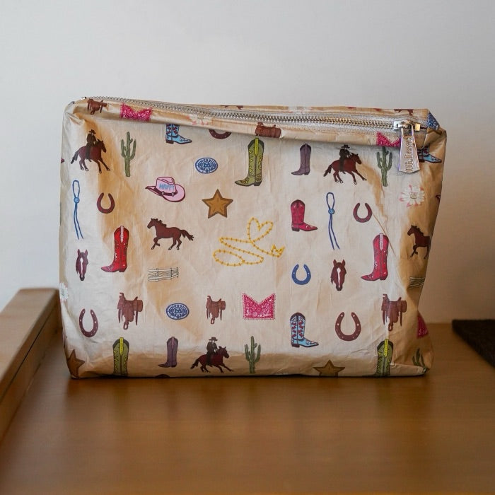 RACHOL x Hi Love Travel collaboration pouch in the Howdy & Happy print
